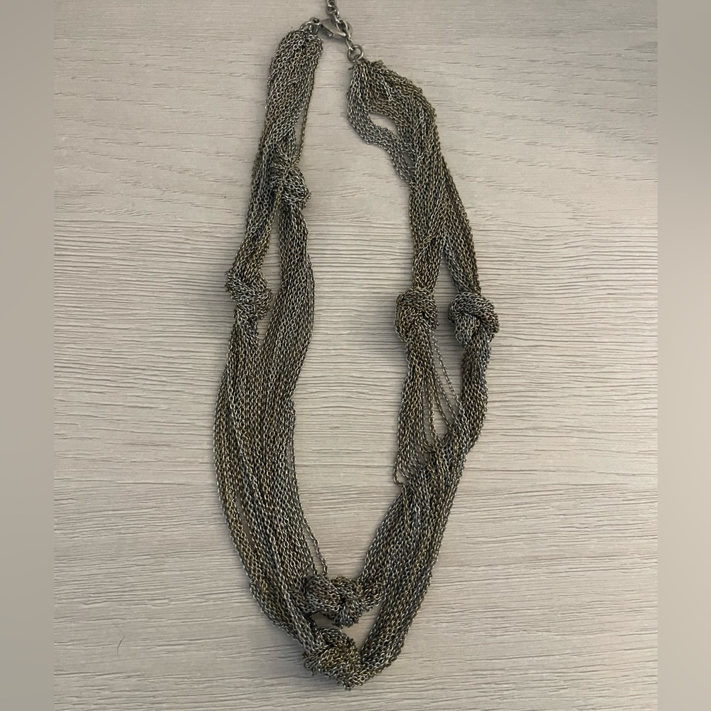 Elegant multi-strand Silver & Gold Chain Knotted Necklace